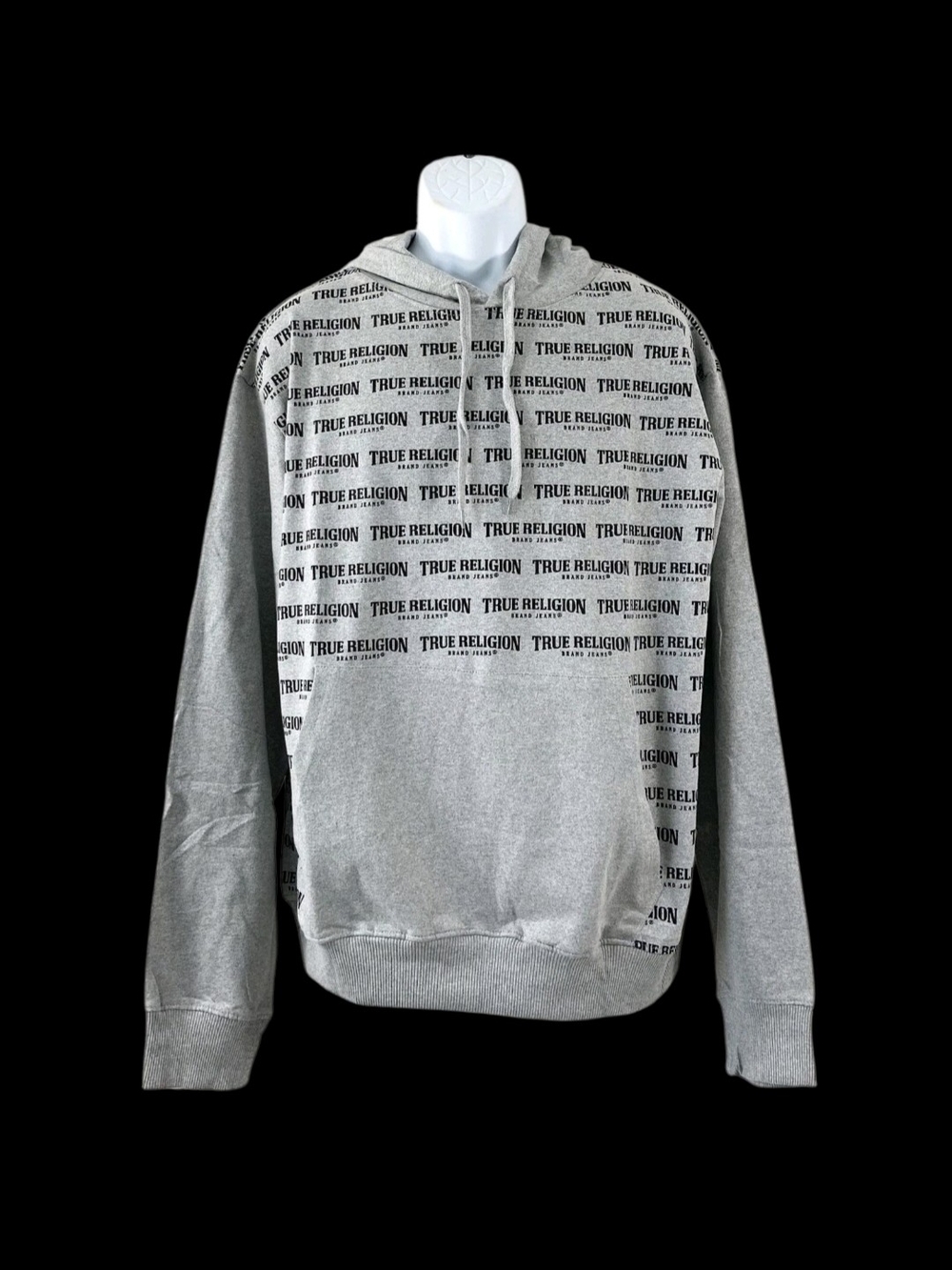 True Religion Gray All-Over Logo Hoodie